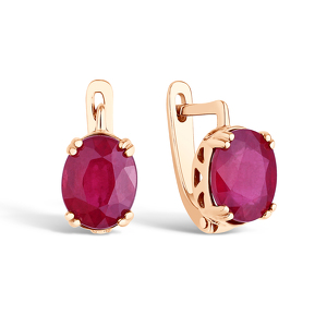 Серебряные серьги с рубином и сапфиром