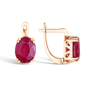 Серебряные серьги с рубином и сапфиром