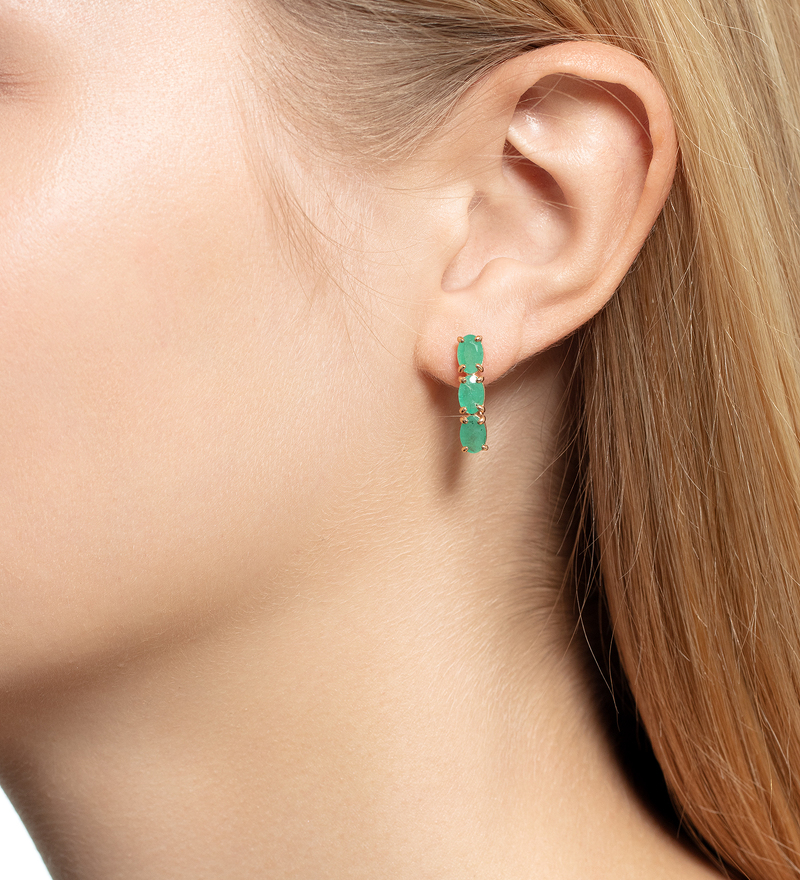 Серебряные серьги с изумрудами