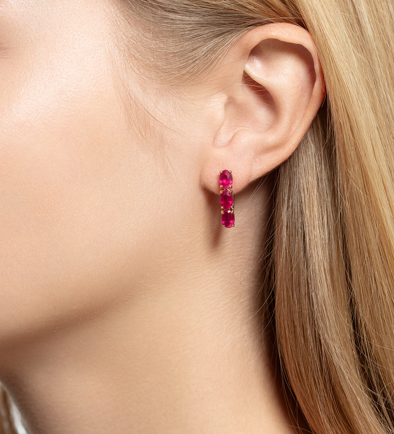 Серебряные серьги с рубинами