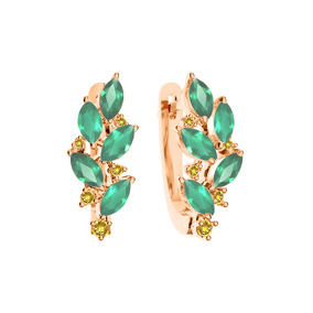 Серебряные серьги с агатами и цитринами