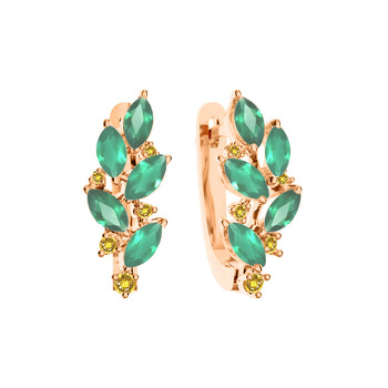 Серебряные серьги с агатами и цитринами