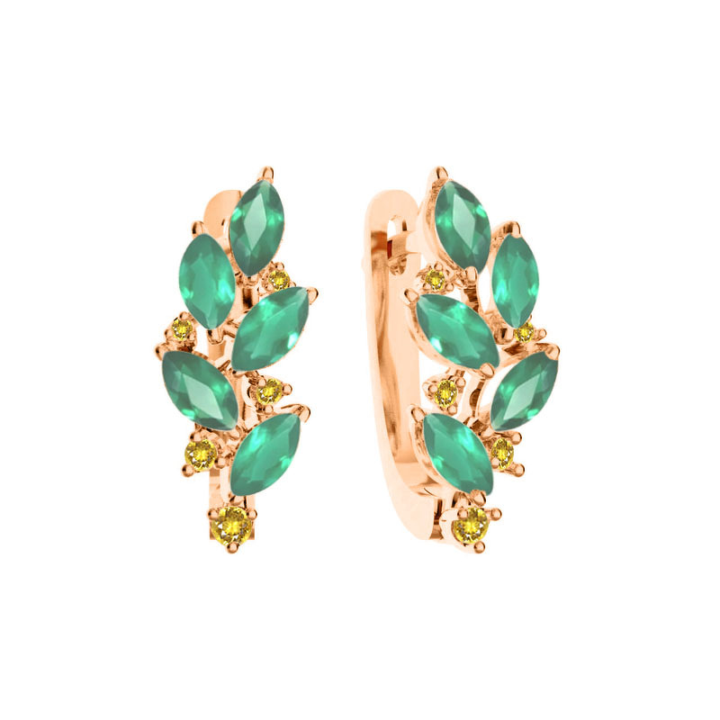 Серебряные серьги с агатами и цитринами