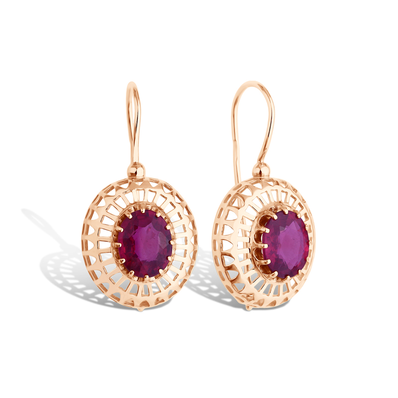 Серебряные серьги с рубином