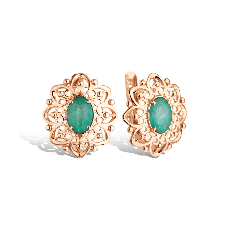 Серебряные серьги с изумрудом