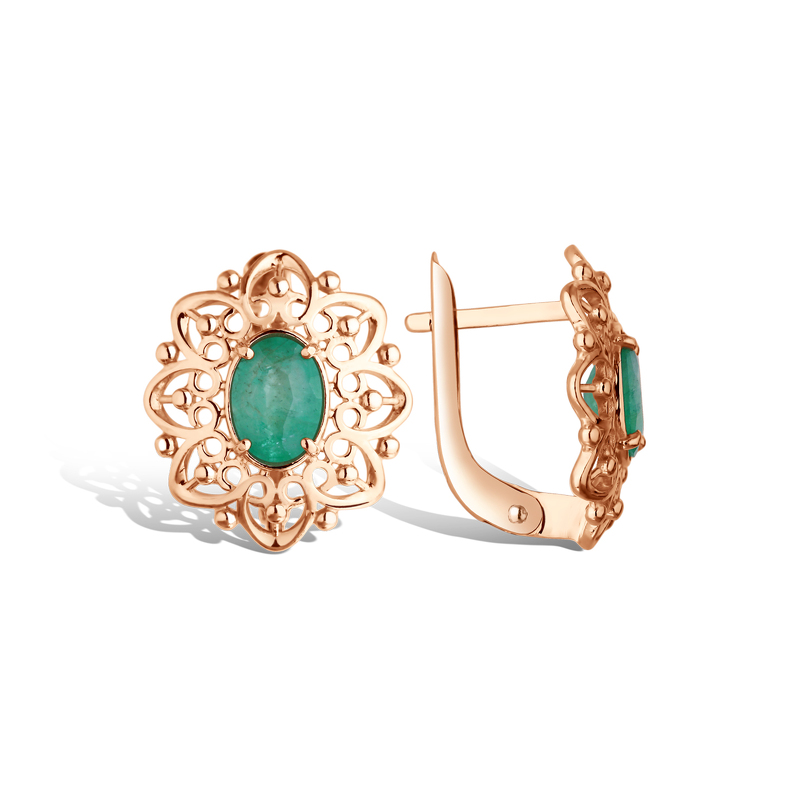 Серебряные серьги с изумрудом