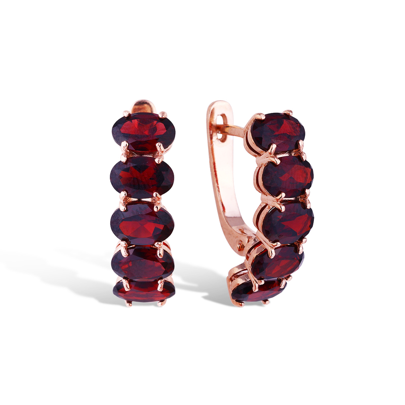 Серебряные серьги с гранатами