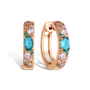 Серебряные серьги с изумрудом и фианитами