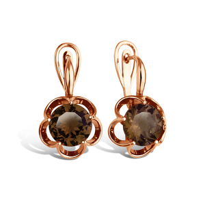 Серебряные серьги с раухтопазом