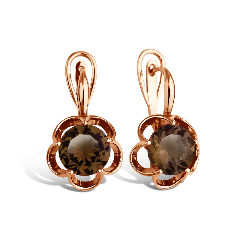 Серебряные серьги с раухтопазом