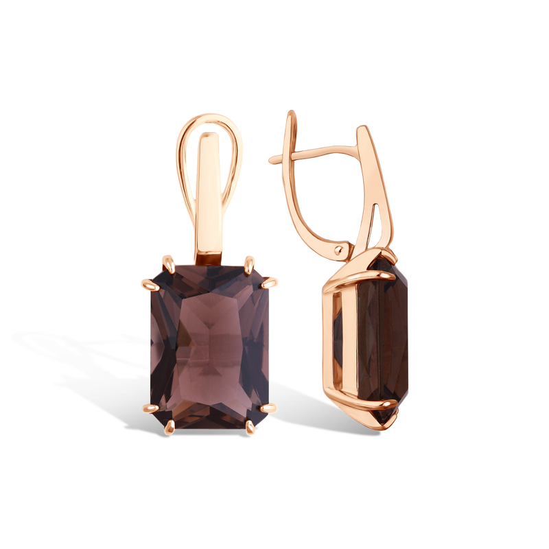 Серебряные серьги с раухтопазом