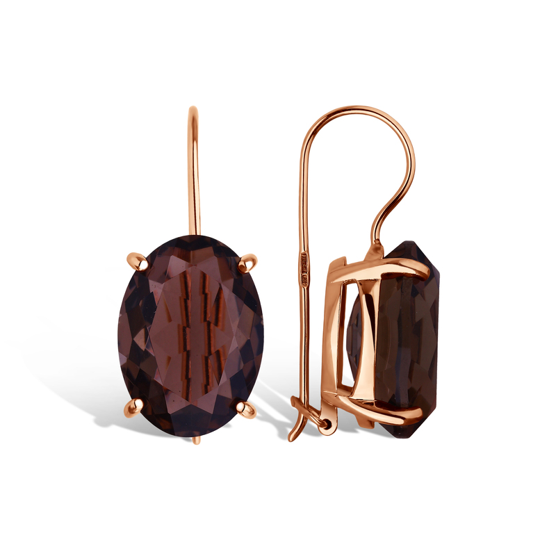 Серебряные серьги с раухтопазом