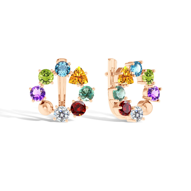 Серебряные серьги с миксом камней