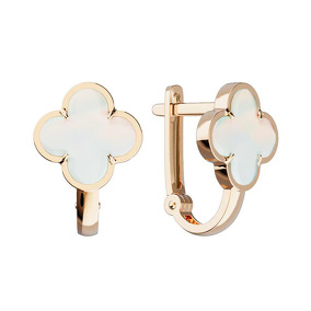 Серебряные серьги «Четыре лепестка удачи» с перламутром