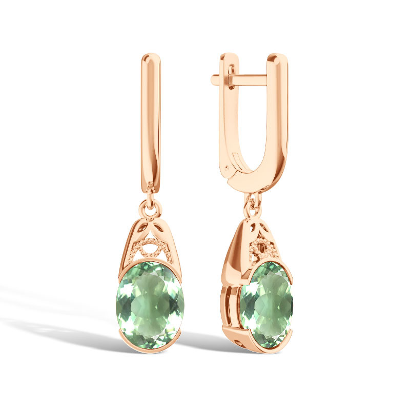 Серебряные серьги с празиолитом