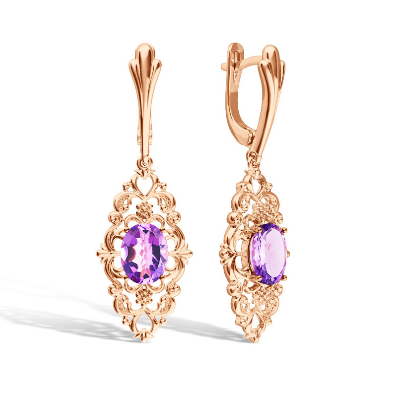Серебряные серьги с аметистом