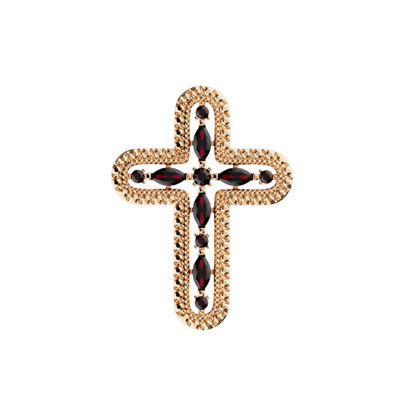 Серебряный крест с гранатами