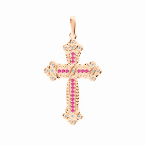 Серебряный крест с бриллиантами и рубинами