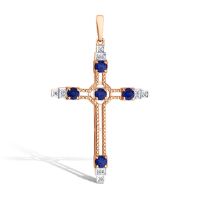 Серебряный крест с сапфирами и бриллиантами