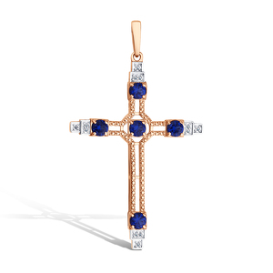 Серебряный крест с сапфирами и бриллиантами