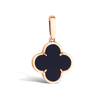 Серебряная подвеска с ониксом «Четыре лепестка удачи»