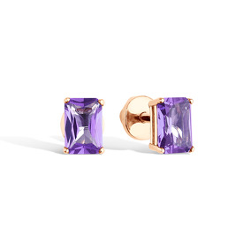 Серебряные серьги-пусеты «Калеа» с аметистом