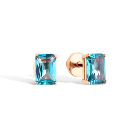 Серебряные серьги-пусеты «Калеа» с параиба ситаллом