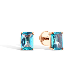 Серебряные серьги-пусеты «Калеа» с параиба ситаллом