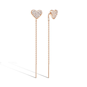 Серебряные серьги-продевки «Линии света» с фианитами