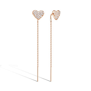 Серебряные серьги-продевки «Линии света» с фианитами