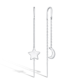 Серебряные серьги-продевки «Линии света»