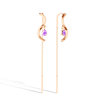 Серебряные серьги-продевки с аметистом