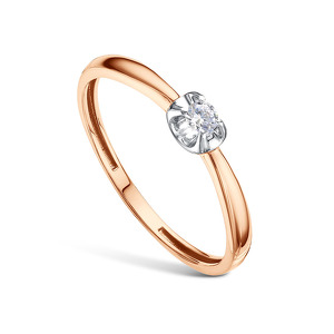 Серебряное кольцо с бриллиантом
