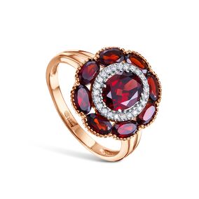 Серебряное кольцо с гранатами и фианитами