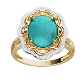 Серебряное кольцо с фианитами и бирюзой 11-5378