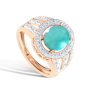 Серебряное кольцо с халцедоном и муассанитами