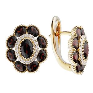 Серебряные серьги с гранатами и фианитами