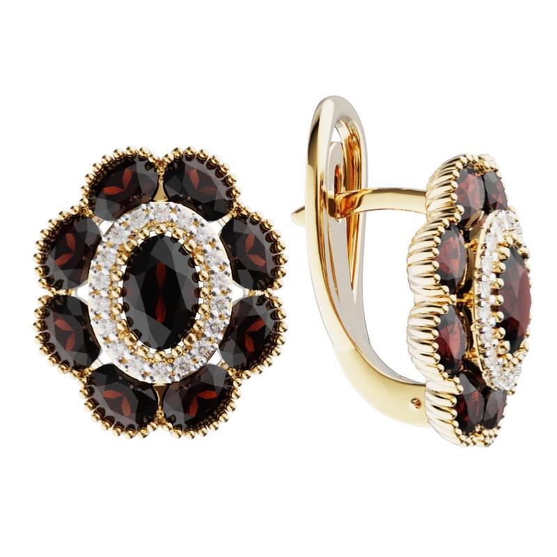 Серебряные серьги с гранатами и фианитами