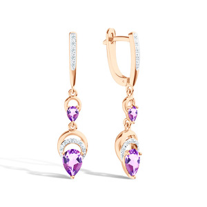 Серебряные серьги с аметистом и бриллиантом