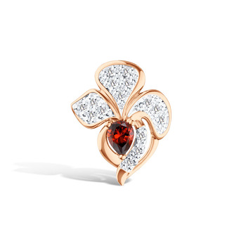 Серебряная подвеска с гранатом и муассанитами