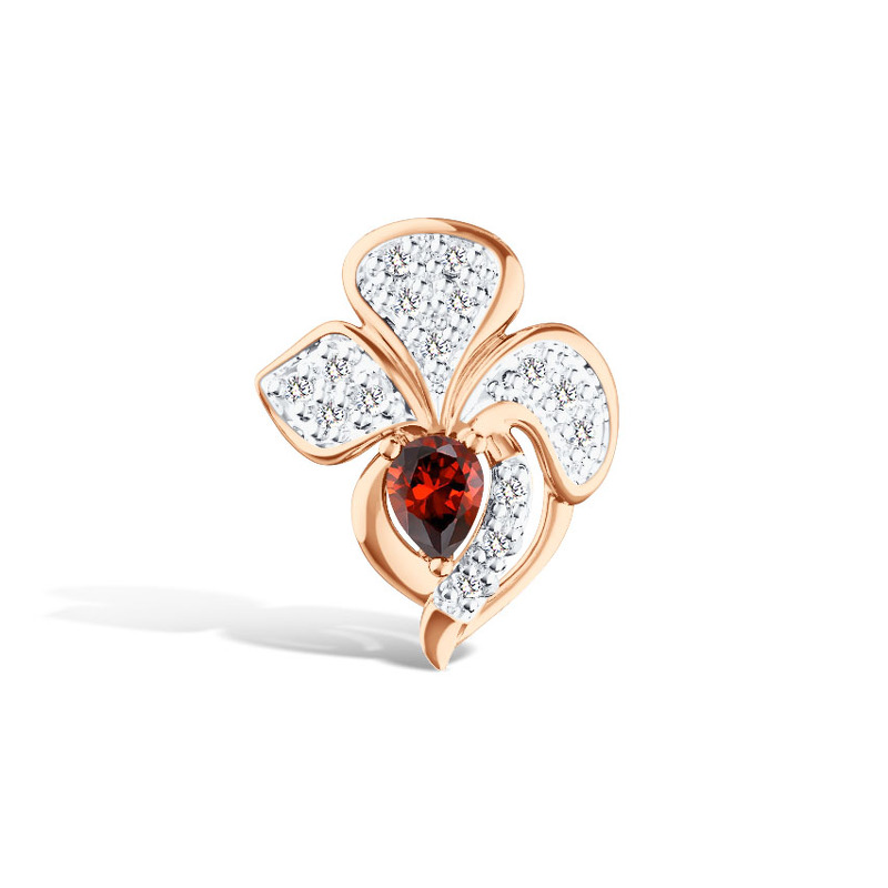 Серебряная подвеска с гранатом и муассанитами