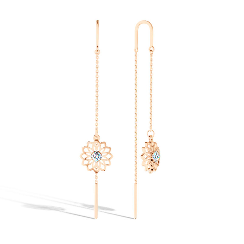 Серебряные серьги-продевки с муассанитом