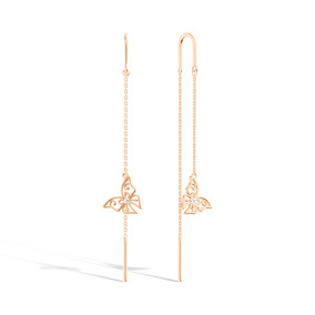 Серебряные серьги-продевки с бриллиантом