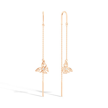 Серебряные серьги-продевки с бриллиантом