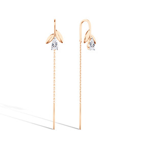 Серебряные серьги-продевки с горным хрусталем