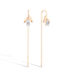 Серебряные серьги-продевки с горным хрусталем