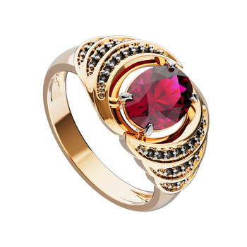 Серебряное кольцо с рубином и шпинелями