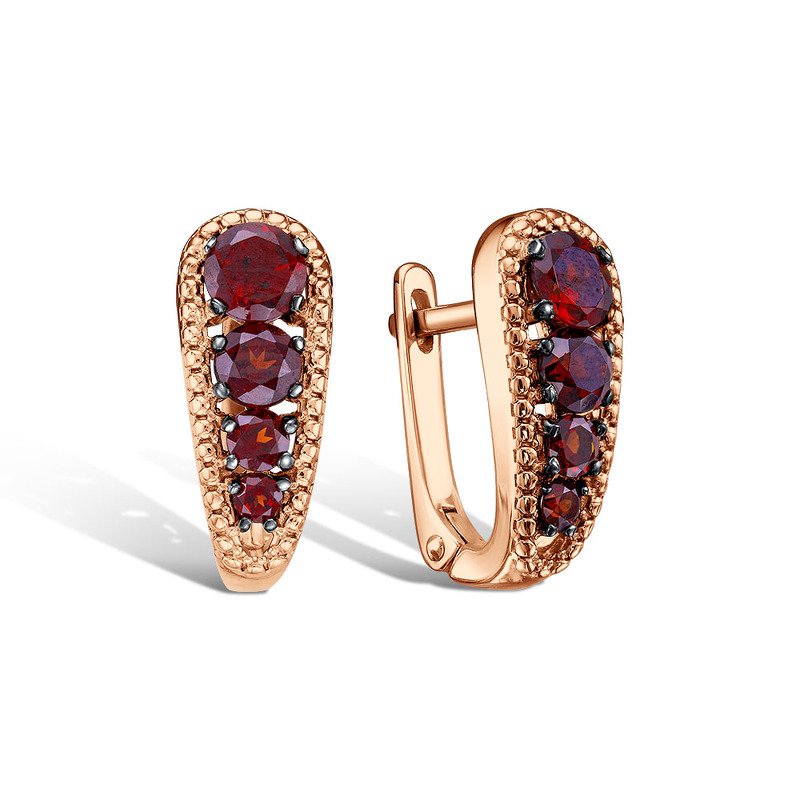 Серебряные серьги с гранатом