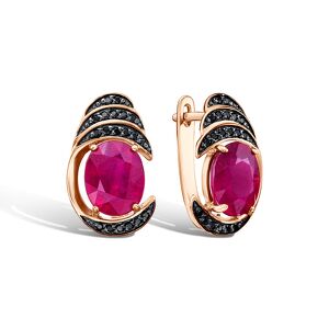 Серебряные серьги с рубином и шпинелями