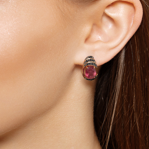 Серебряные серьги с рубином и шпинелями
